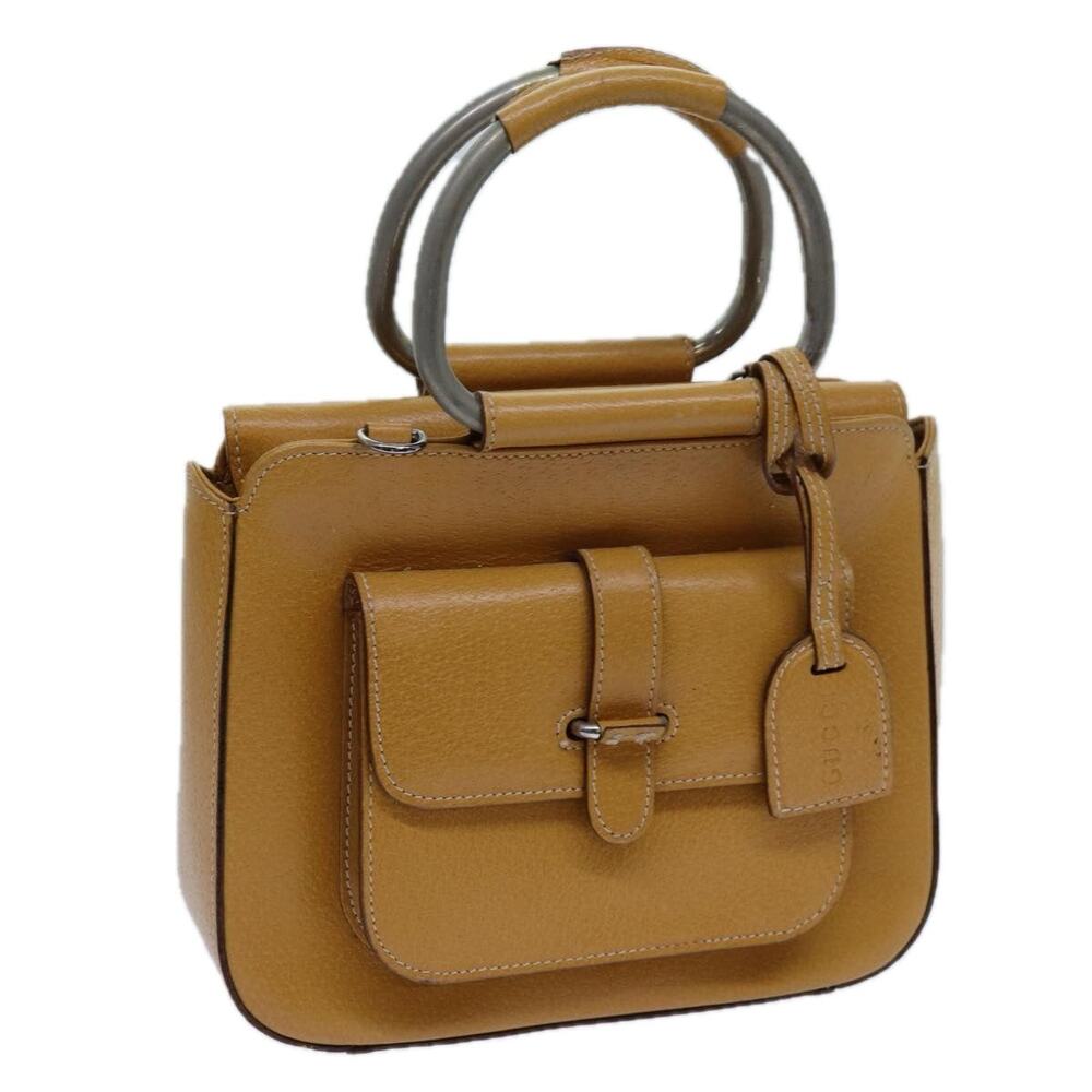 GUCCI Hand Bag Leather Brown